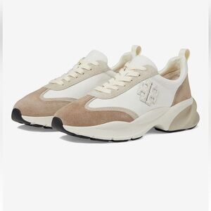 Tory Burch White and Brown Athletic Sneakers